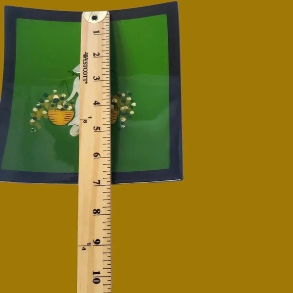 Vietnamese lacquerware tray set of 3 plate Set green black - Picture 8 of 10